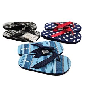 Carters Toddler Flip Flops Lot of 3 Sz 11-12 Stars Stripes Black NWT